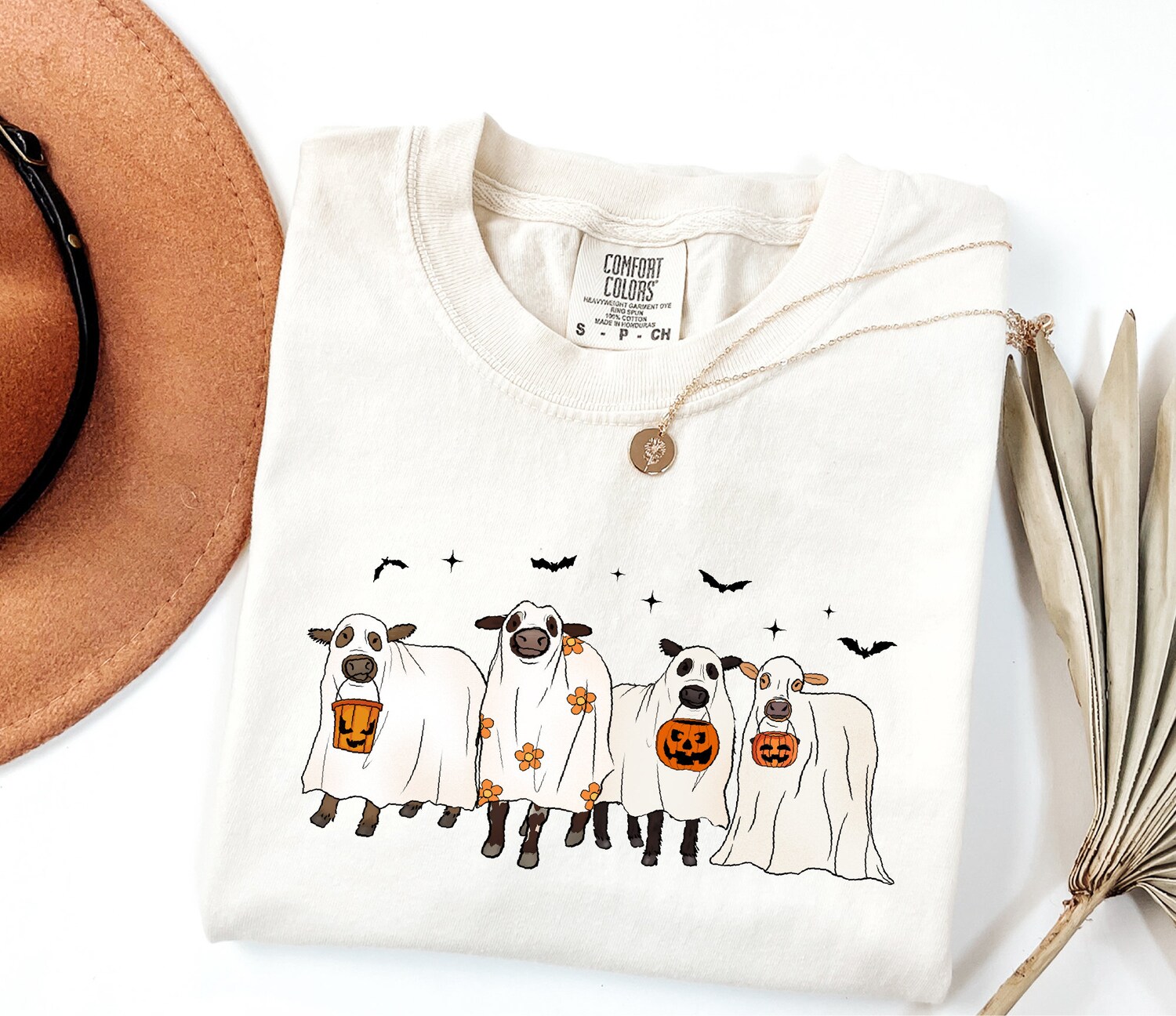 Ghost Cows Halloween Shirt Western Cow Lover Tee Trendy Spooky Season Top image 6