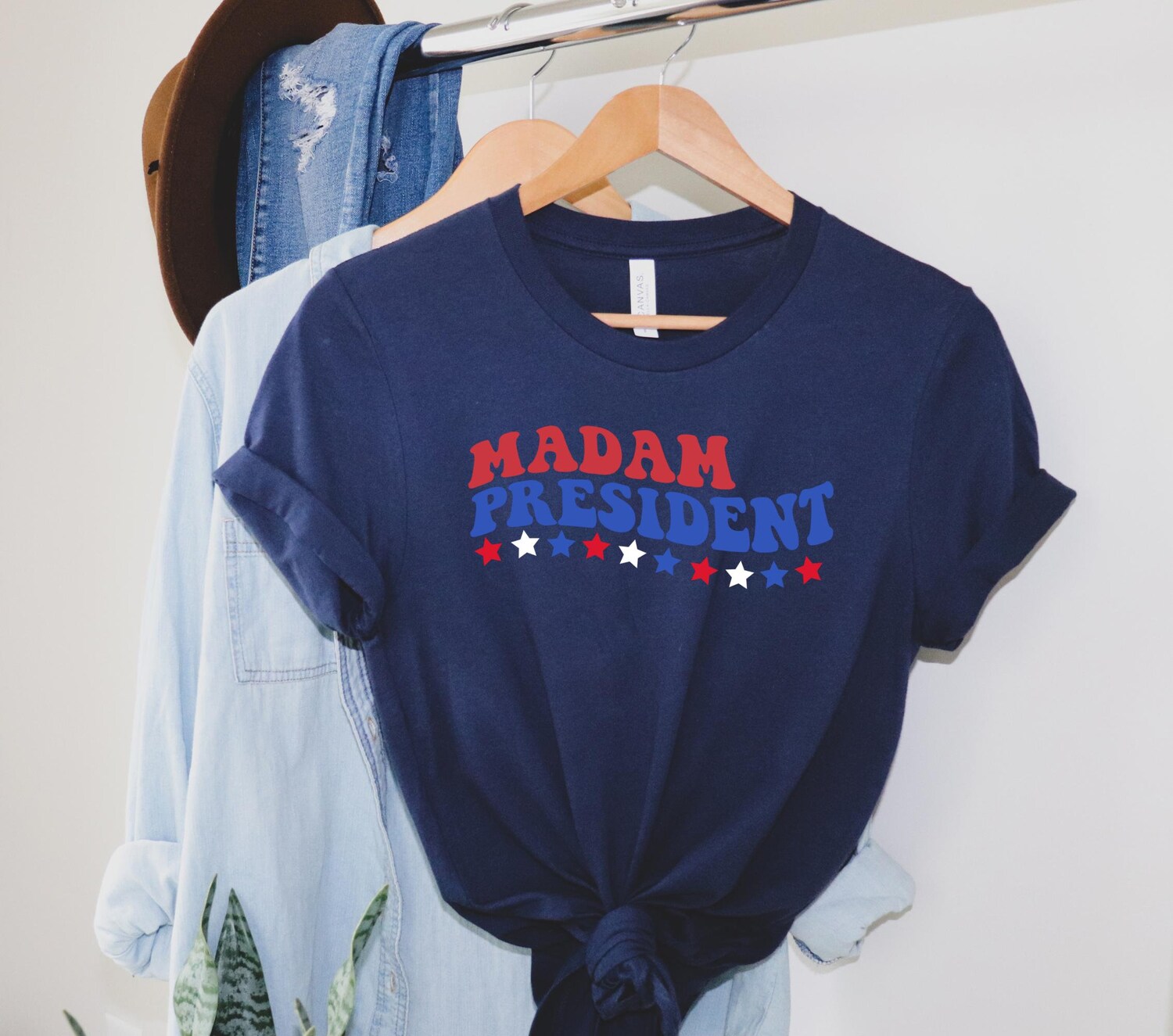 Kamala Harris Election 2024 Shirt Wavy Madam President Tee Political Rally T-Shirt image 0