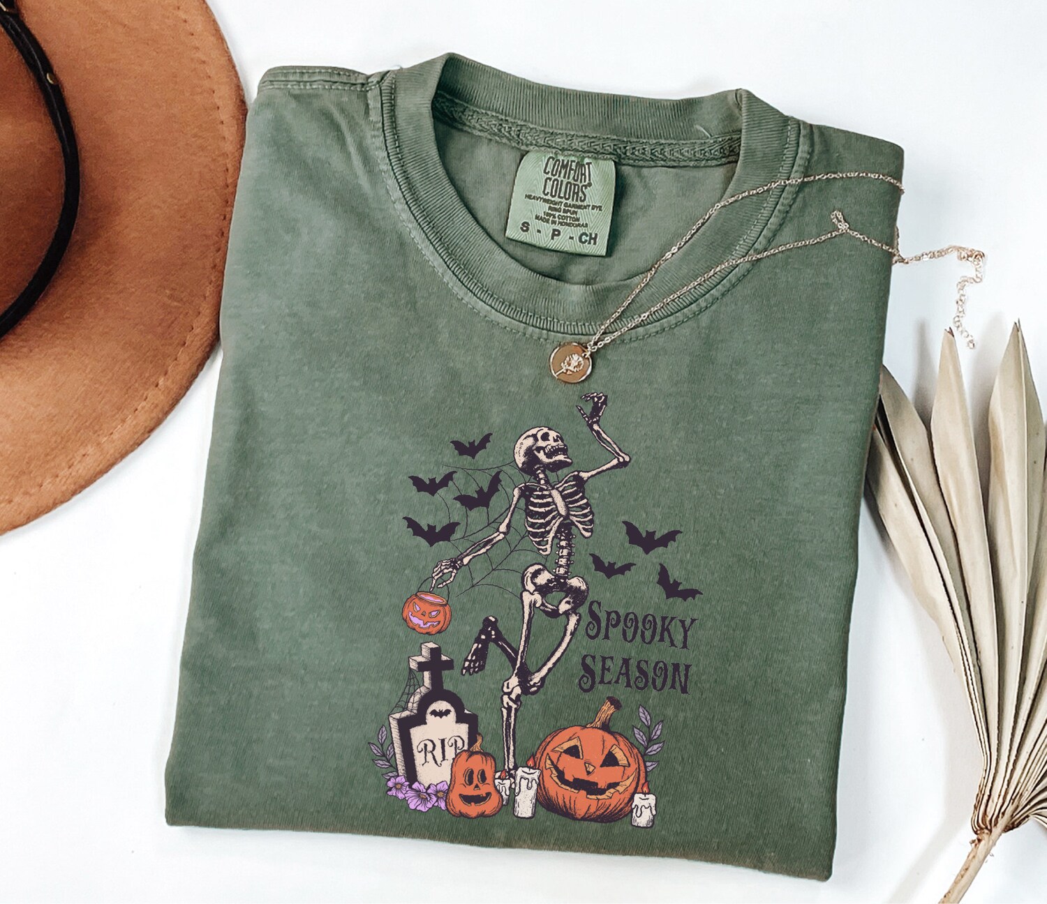 Skeleton Halloween Shirt Spooky Season Dancing Skeleton Retro Fall Graphic Tee image 6