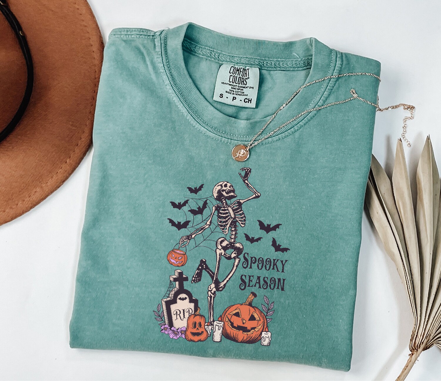 Skeleton Halloween Shirt Spooky Season Dancing Skeleton Retro Fall Graphic Tee image 3