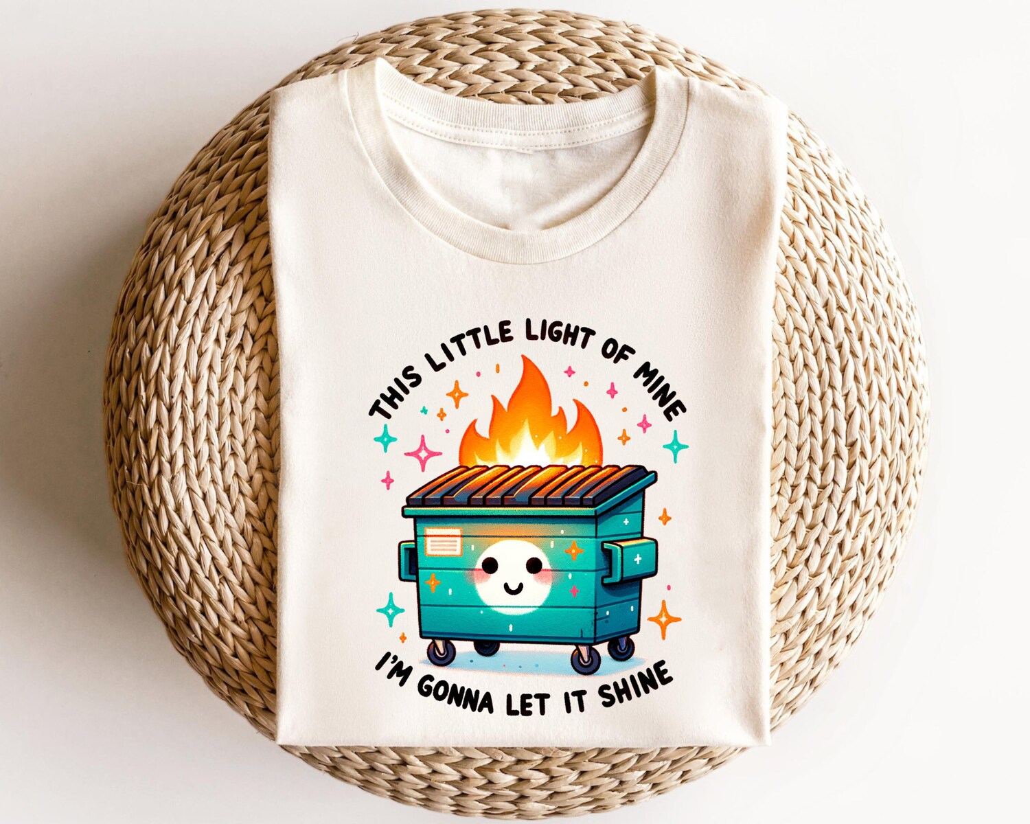 Dumpster Fire Emotional T-Shirt | Mental Health Awareness | This Little Light of Mine Tee image 1