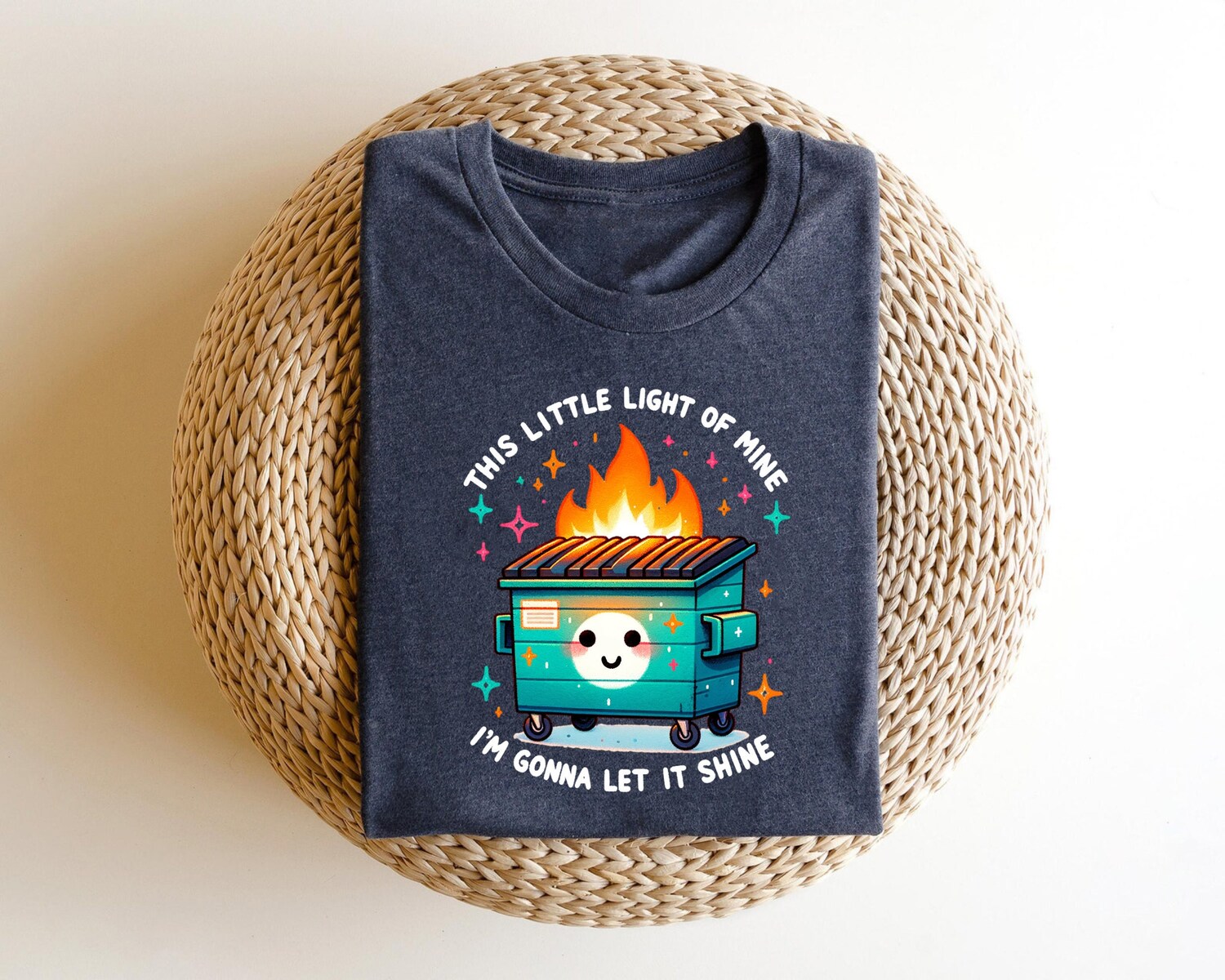 Dumpster Fire Emotional T-Shirt | Mental Health Awareness | This Little Light of Mine Tee image 0