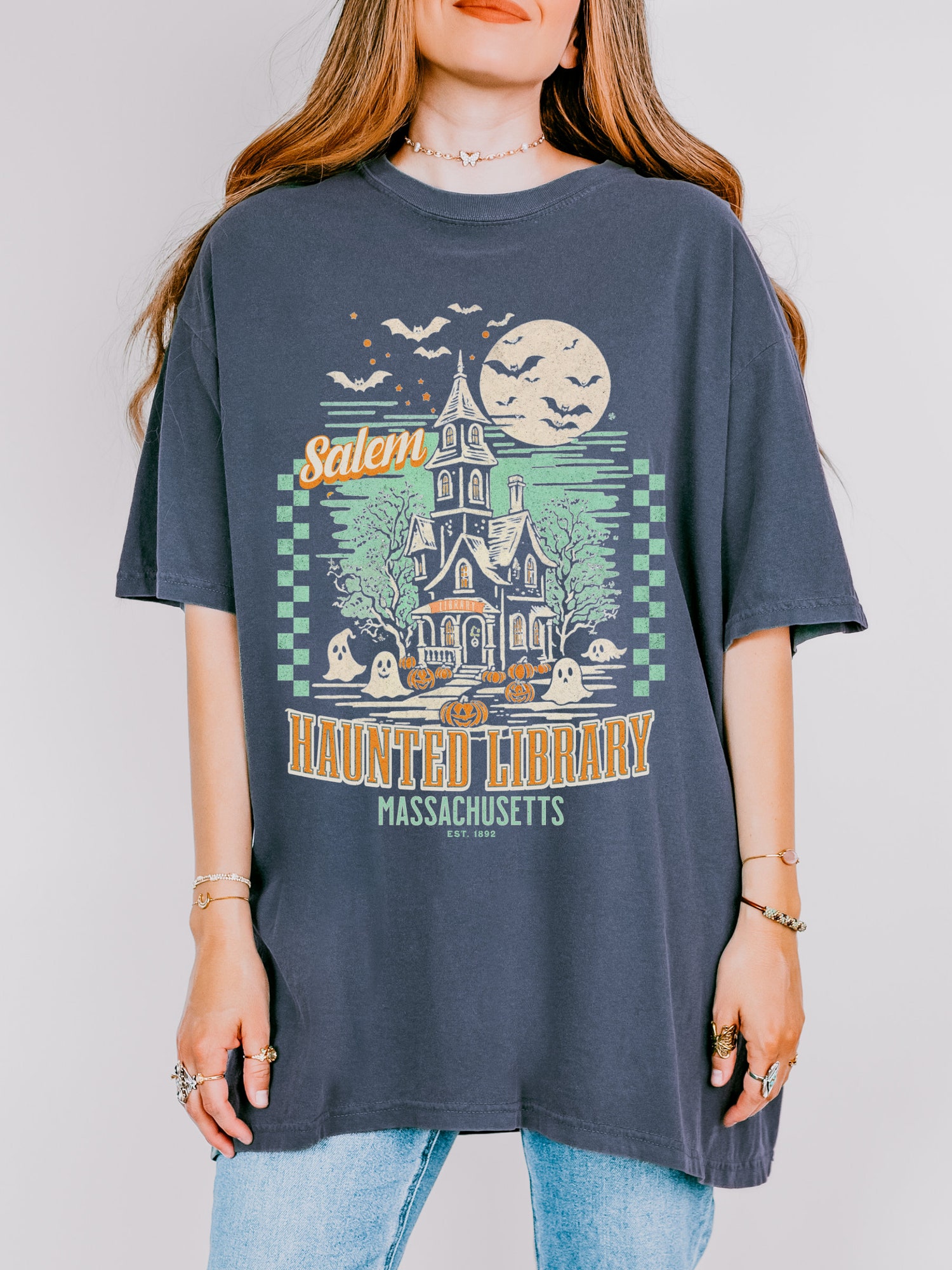 Bookish Halloween Shirt Haunted Library Tee Comfort Colors Tshirt Book Lover Gift Spooky Fall Apparel image 1