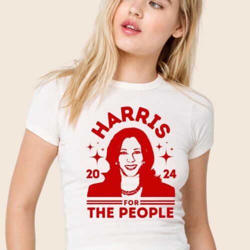 Kamala Harris 2024 Women's Crop Top Ladies Baby Tee Election Shirt For The People Tshirt image 0