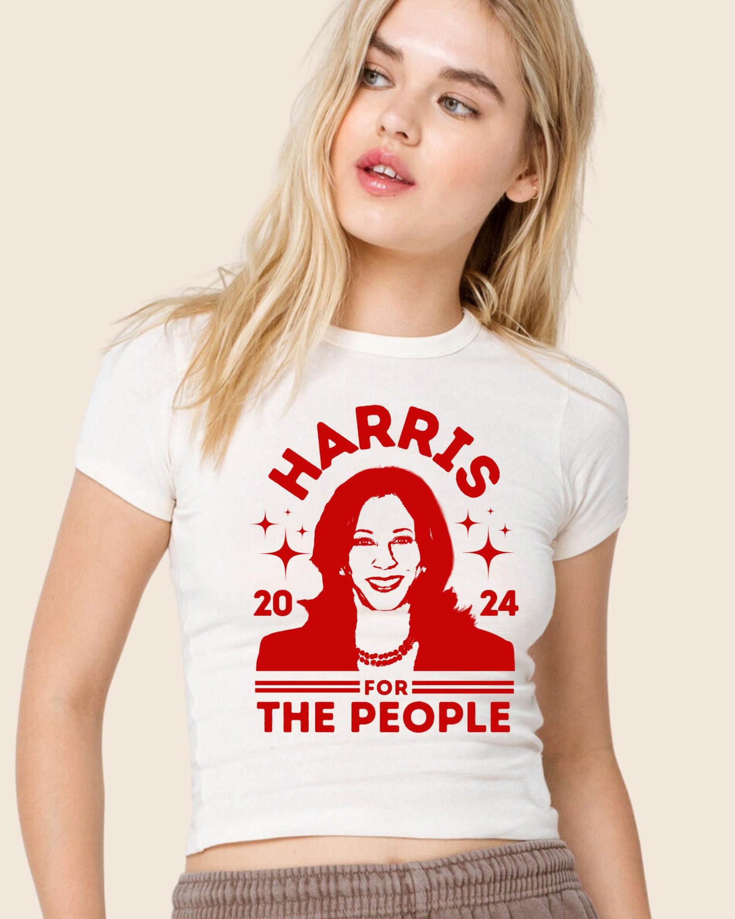 Kamala Harris 2024 Women's Crop Top Ladies Baby Tee Election Shirt For The People Tshirt image 0