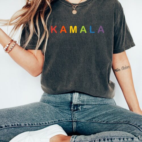 Kamala Harris 2024 Shirt - Rainbow Gay Pride LGBT Democrat Election Shirt for 2024 image 0