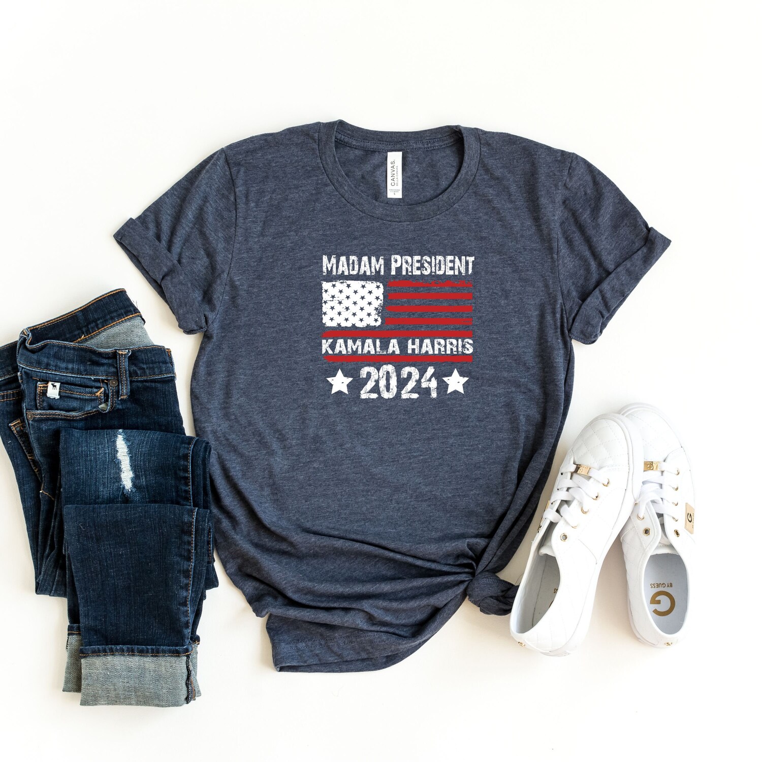 Kamala Harris 2024 President Shirt - Democrat Rally Tee with USA Flag - Election 2024 Shirt image 1