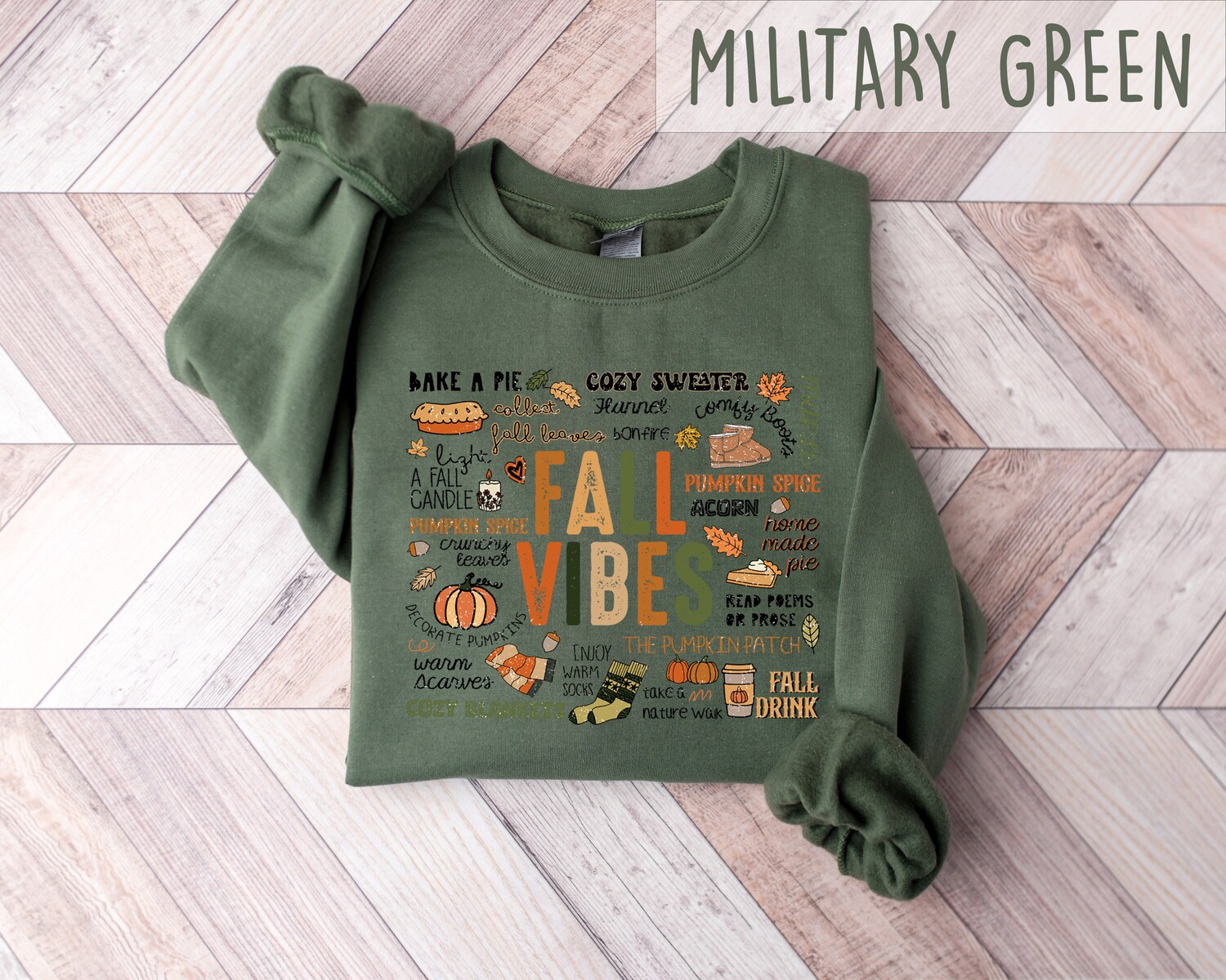 Cozy Fall Vibes Sweatshirt | Pumpkin Autumn Shirt | Thanksgiving & Spooky Season Top image 1