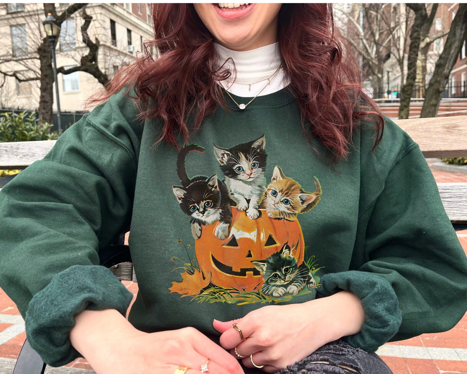 Vintage 90s Cat Halloween Sweater Retro Pumpkin Shirt Spooky Season Vintage Halloween image 3