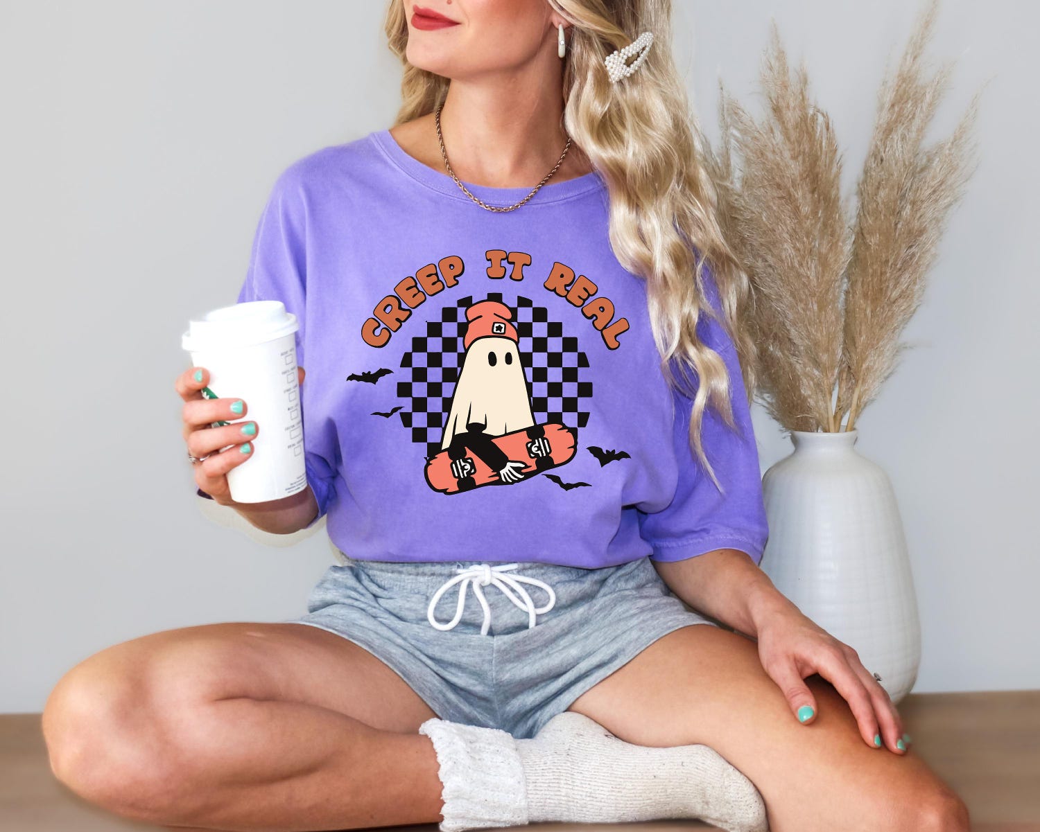 Vintage Retro Halloween Shirt - Creep it Real Ghost Tee for Women - Fall Shirt image 2