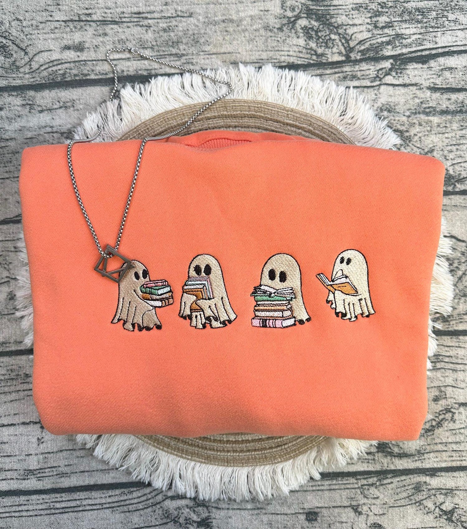 Halloween Ghost Reading Book Shirt Bookish Ghost Shirt Spooky Season Gift image 0