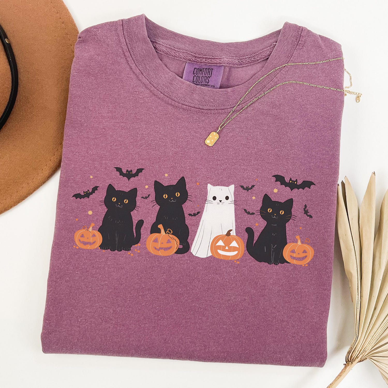 Halloween Cat Shirt Retro Ghost Cat Tee Happy Halloween Spooky Season Black Cat image 4