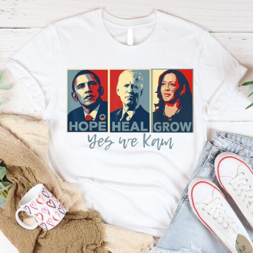 Kamala Harris 2024 Support Shirt - Hope Heal Grow - Feminist Political Women's Vote Tee image 0