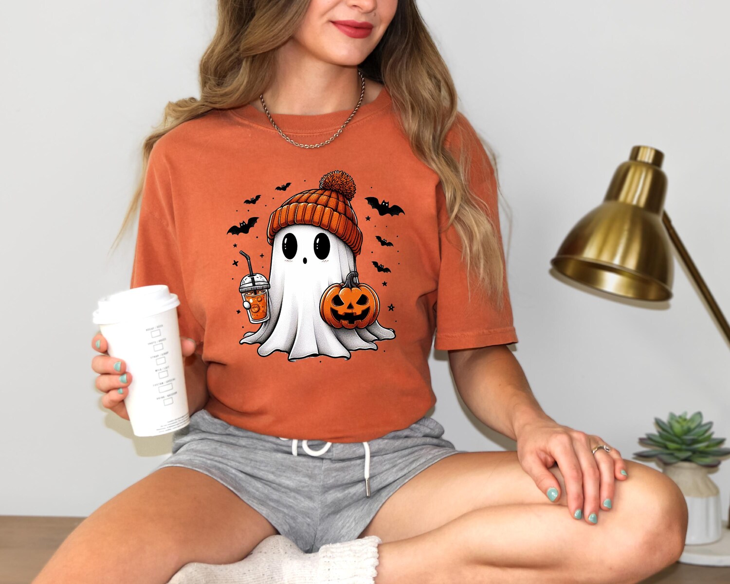 Halloween Ghost Shirt - Cute Women's Tee for Spooky Season and Trick or Treat image 1