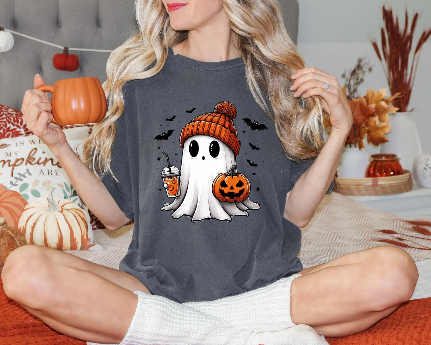 Halloween Ghost Shirt - Cute Women's Tee for Spooky Season and Trick or Treat image 5