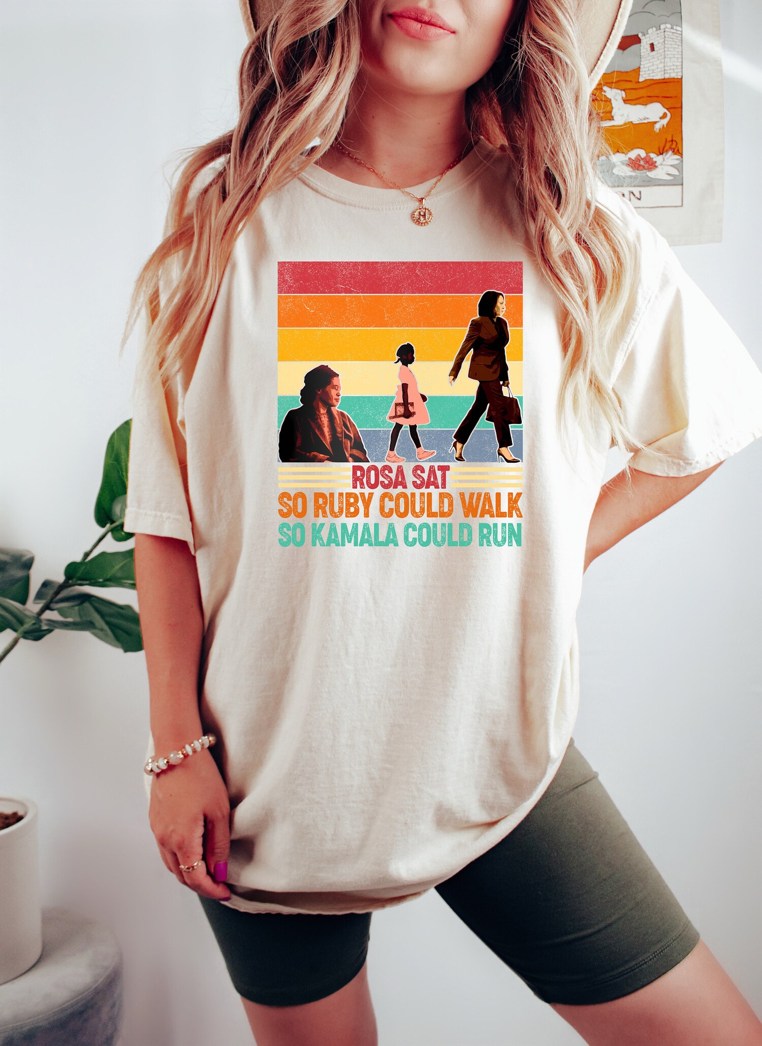 Rosa Sat Ruby Walked Kamala Ran Shirt | Kamala Harris For President | Black Women Power Feminist Shirt image 2