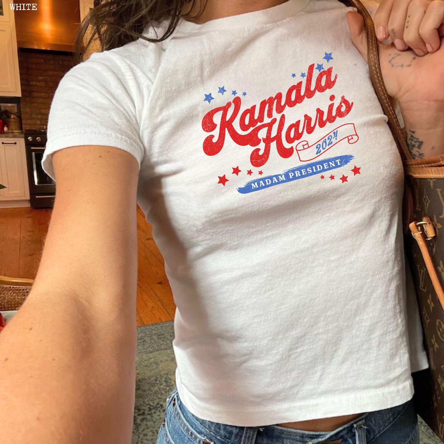 Kamala Harris 2024 Shirt - First Female President Y2K Retro Tee Women Vote Election Tshirt image 1