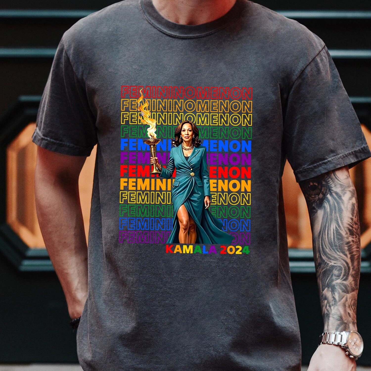 Kamala Harris Rainbow Shirt | Feminist Democrat Campaign Tee | Woman Presidential Election Gift image 1