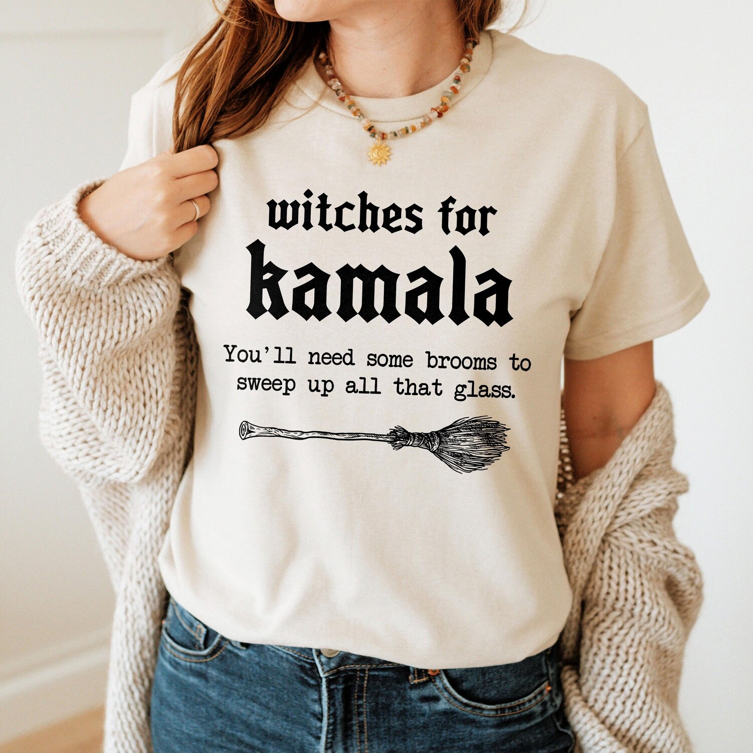 Kamala Harris Halloween Witch Shirt | Witches for Kamala 2024 Election Feminist Gothic Tee image 3