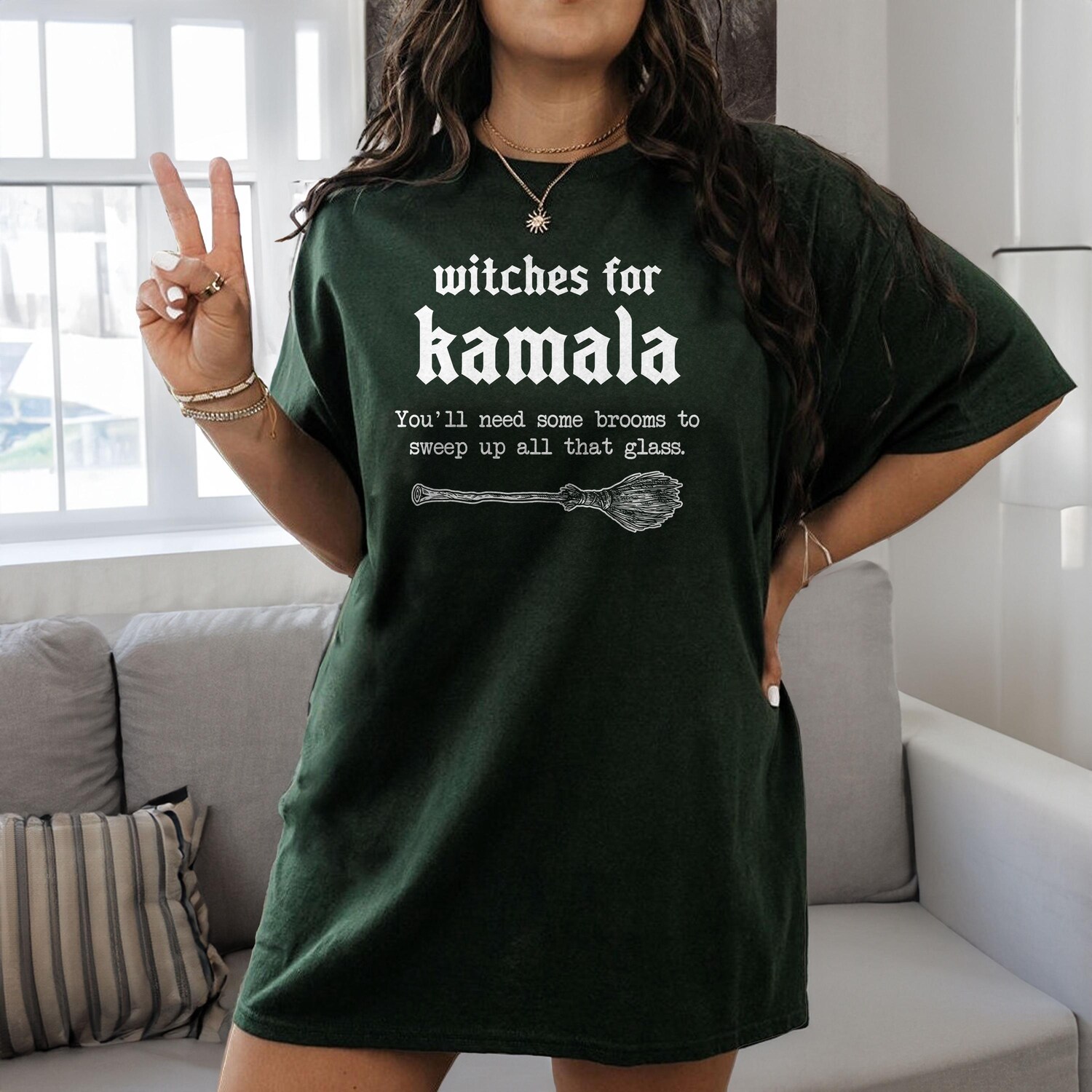 Kamala Harris Halloween Witch Shirt | Witches for Kamala 2024 Election Feminist Gothic Tee image 6