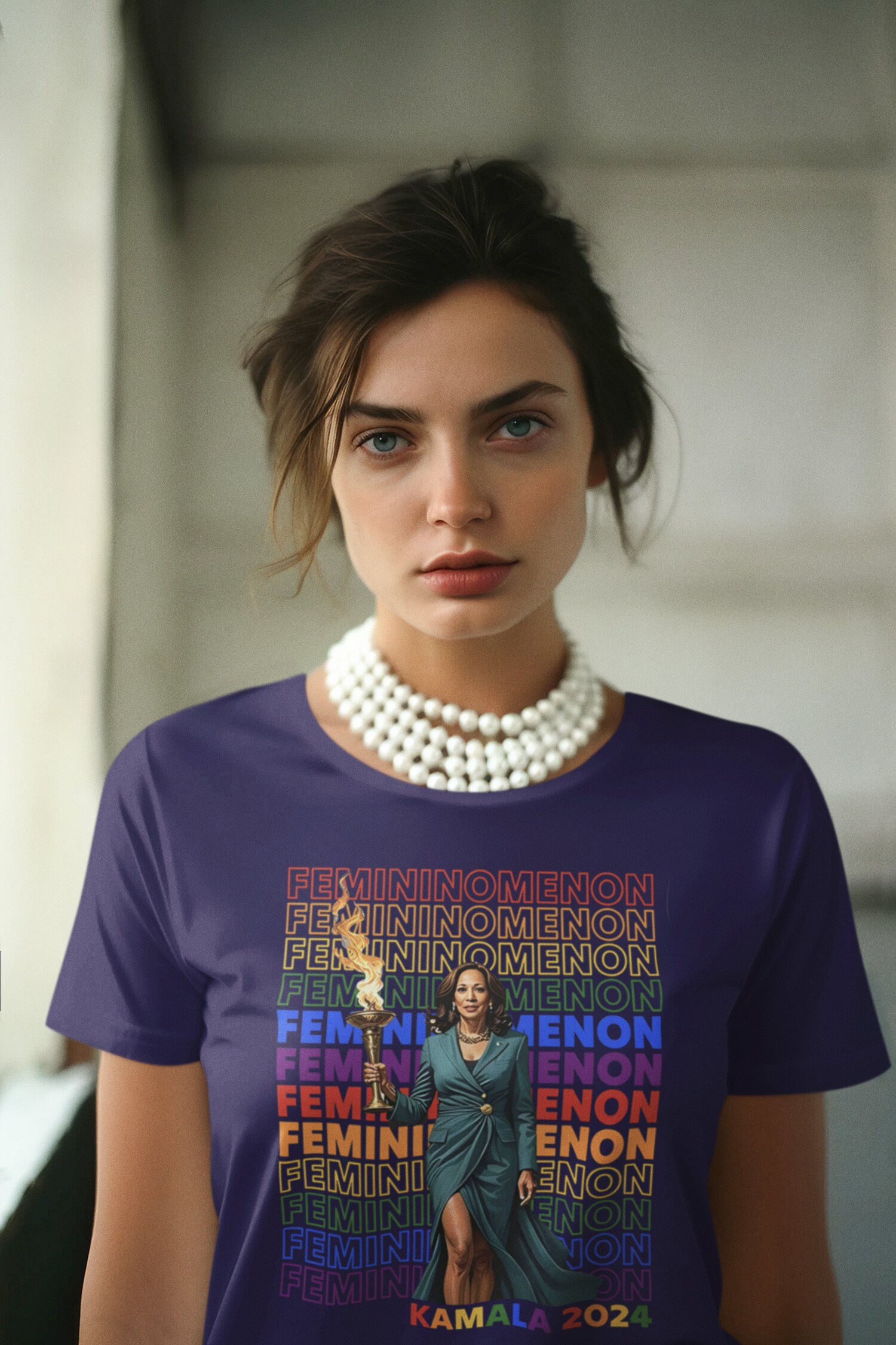 Kamala Rainbow Feminist Shirt | Femininomenon Kamala Shirt for Women | Kamala Girls Tee image 4