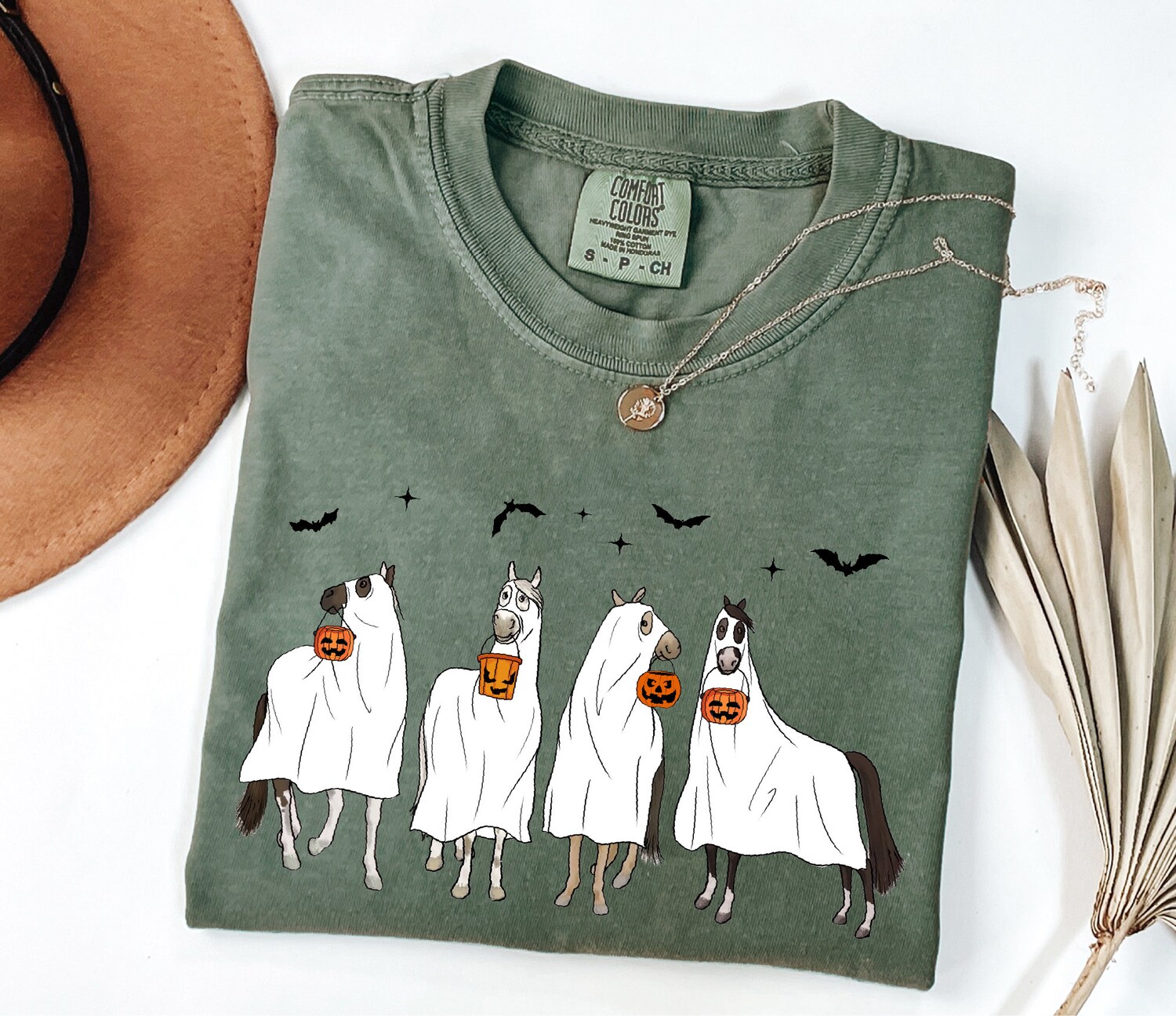 Halloween Horse Shirt Cute Ghost Horse Tee Spooky Horse Lover Gift Cowgirl Western image 4