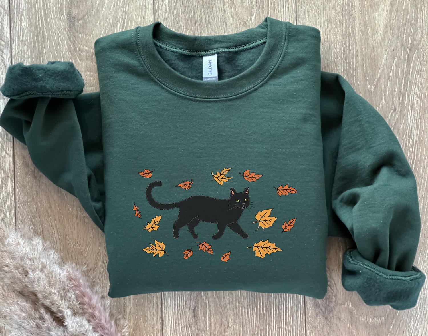 Black Cat Halloween Sweatshirt for Women Cozy Fall Pumpkin Shirt Cute Autumn Apparel image 4