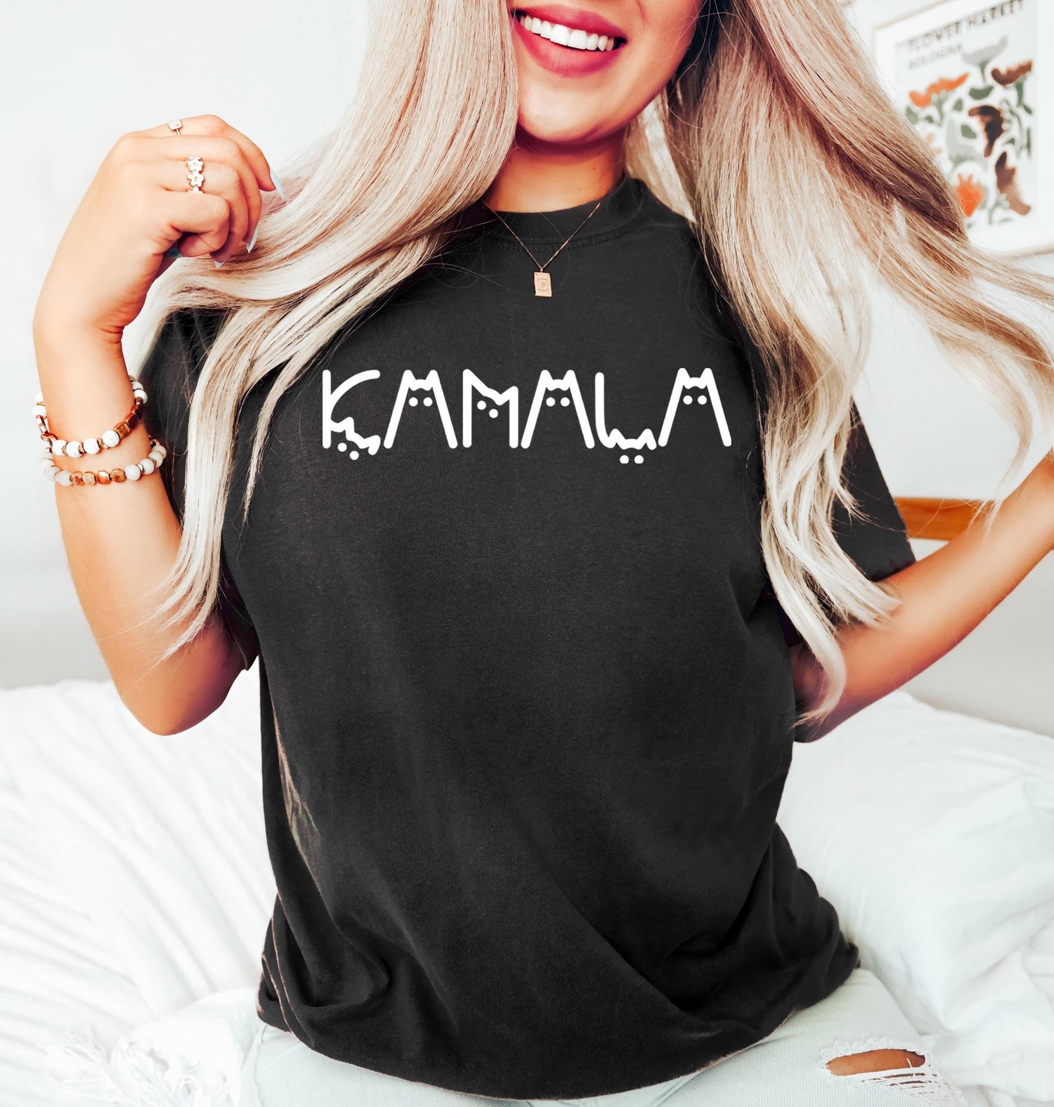 Kamala Harris 2024 Cat Ladies Shirt Cottagecore Kittens Voting Political Tee for Cat Lovers image 0