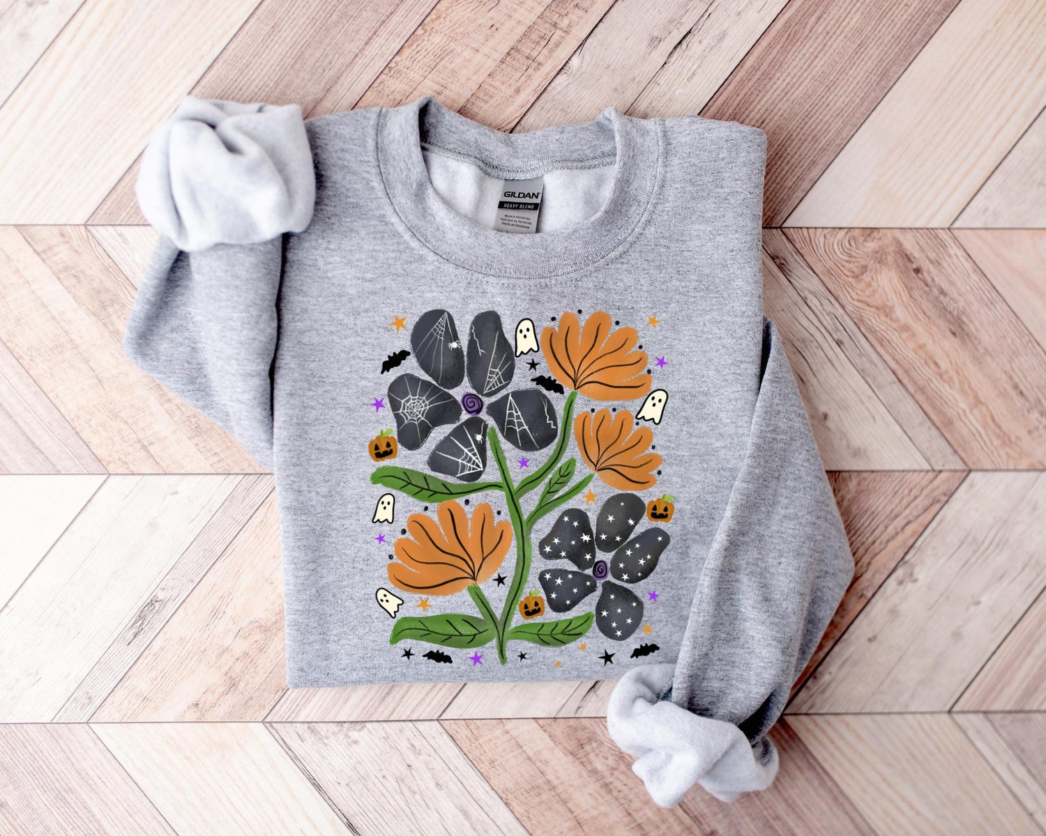 Retro Boho Flower Halloween Shirt Fall Ghost Sweatshirt Halloween Gift Tee image 4