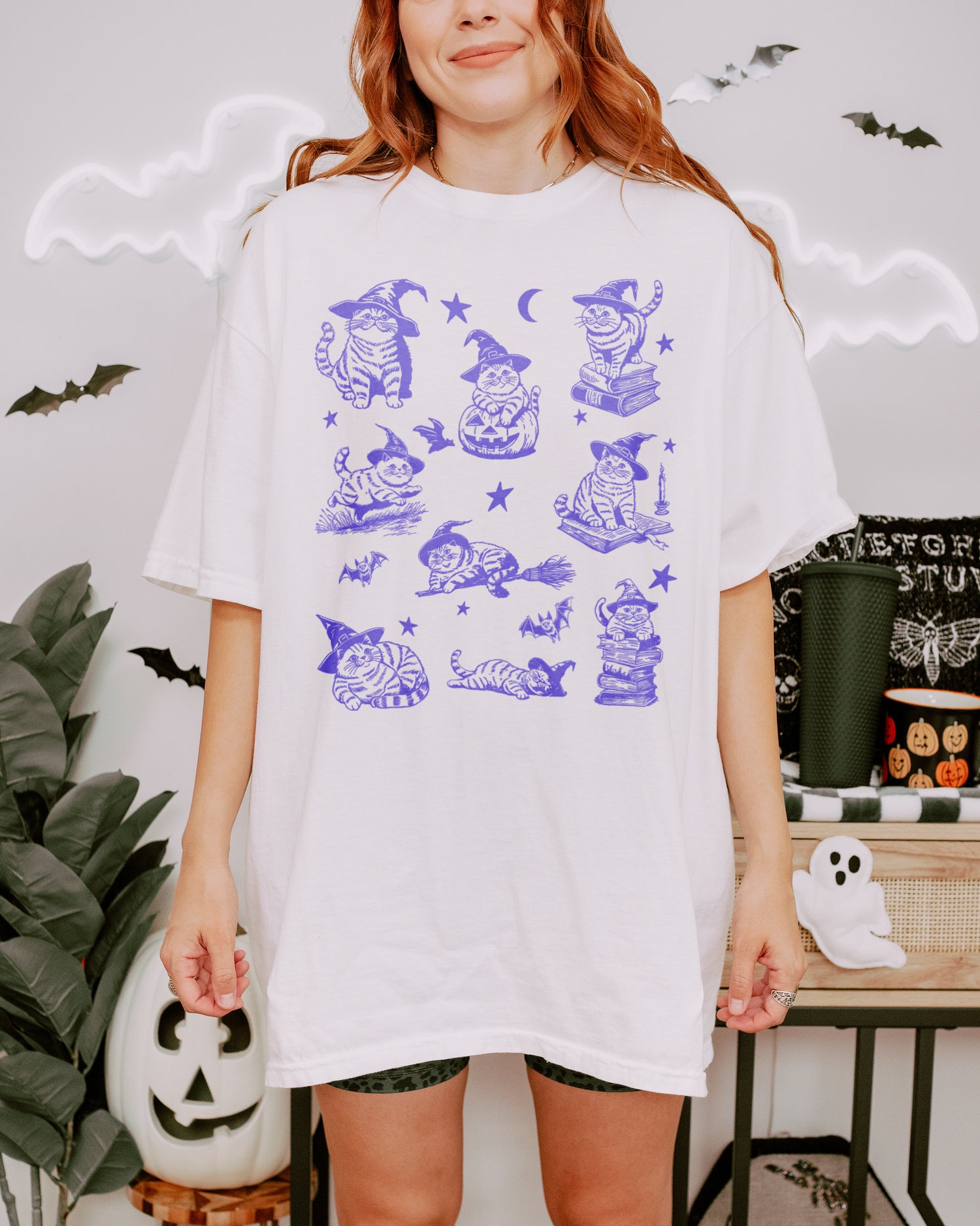 Retro 90s Cat Witch Halloween Shirt - Funny Vintage Witch Cat Tee for Halloween Cat Lovers - Unisex Comfort Colors T-Shirt image 3