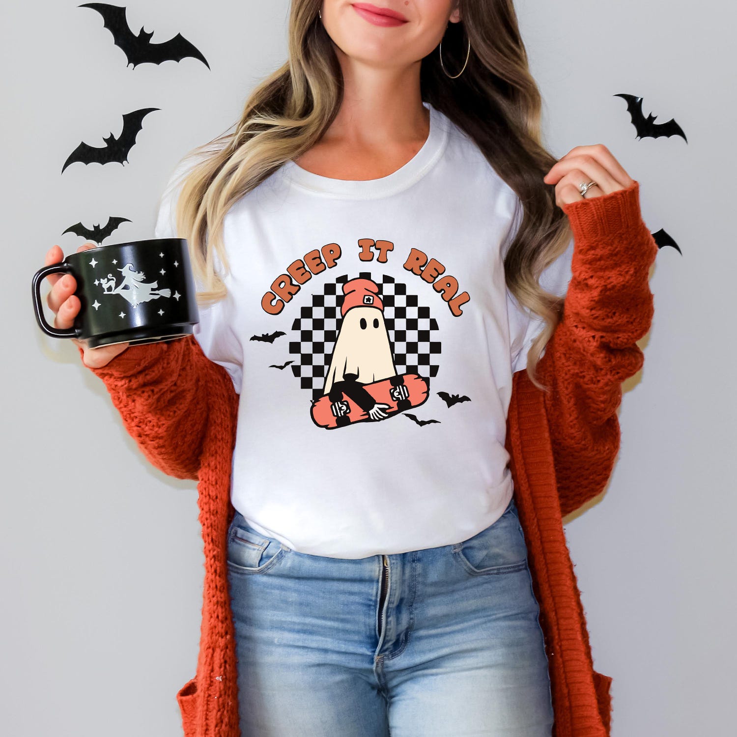 Vintage Retro Halloween Shirt - Creep it Real Ghost Tee for Women - Fall Shirt image 3