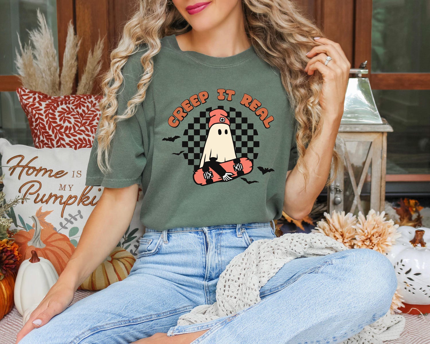 Vintage Retro Halloween Shirt - Creep it Real Ghost Tee for Women - Fall Shirt image 4