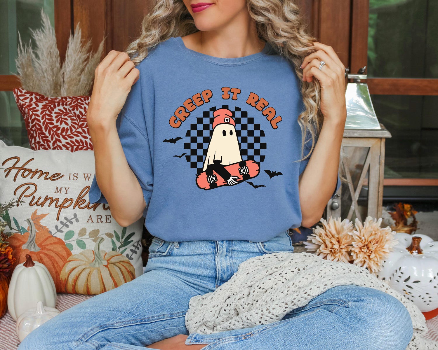 Vintage Retro Halloween Shirt - Creep it Real Ghost Tee for Women - Fall Shirt image 6