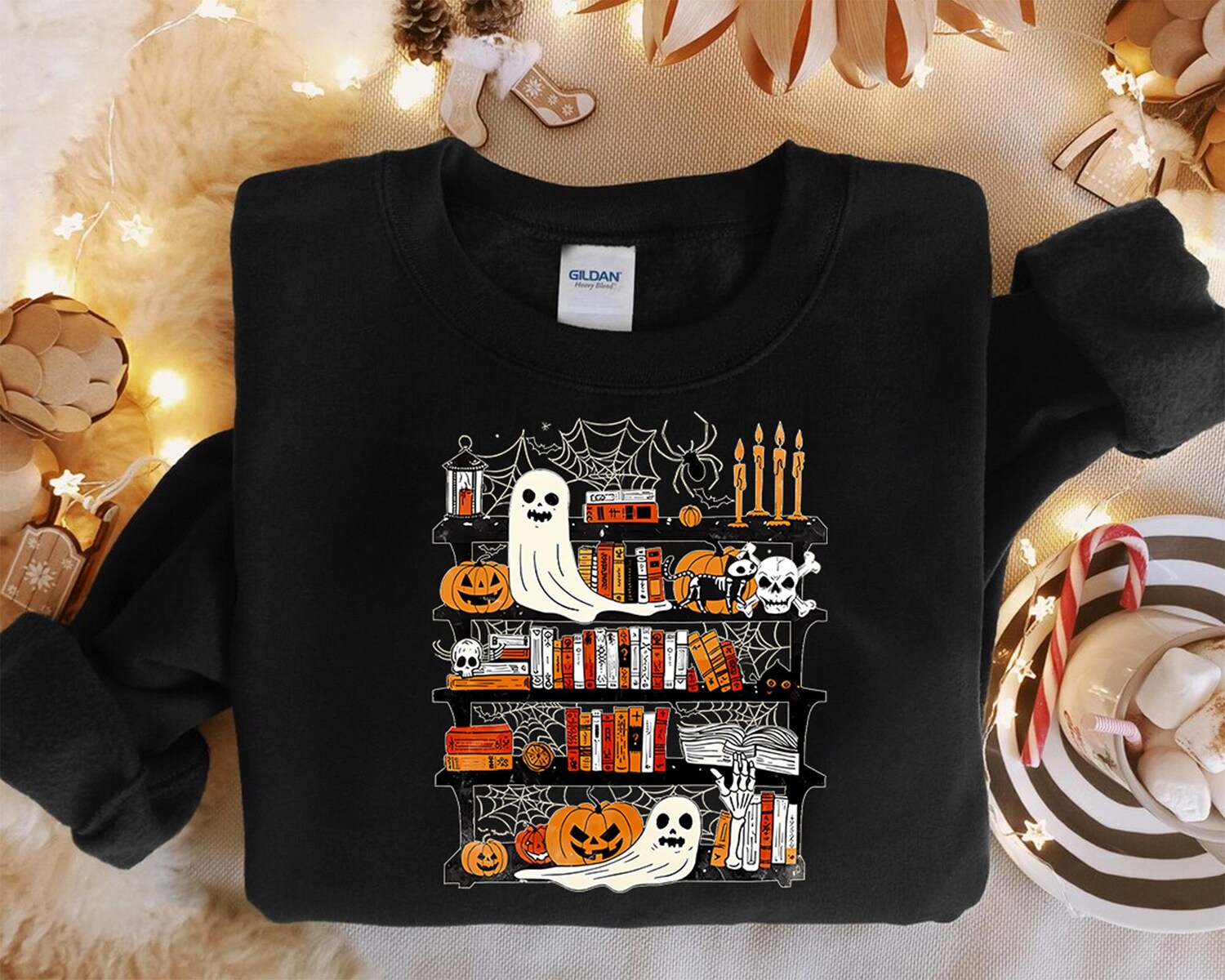 Ghost Book Reader Sweatshirt - Halloween Reading Enthusiast Gift for Literature Lovers image 4