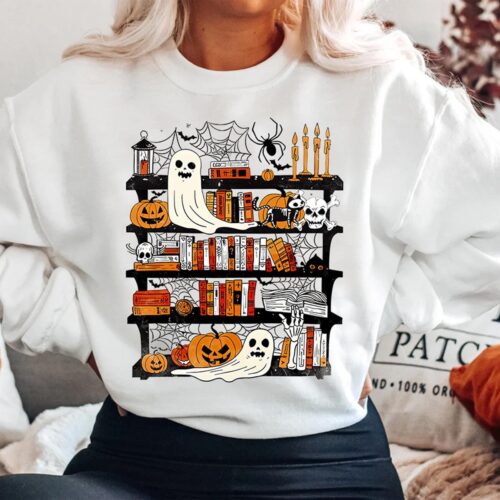 Ghost Book Reader Sweatshirt - Halloween Reading Enthusiast Gift for Literature Lovers image 0