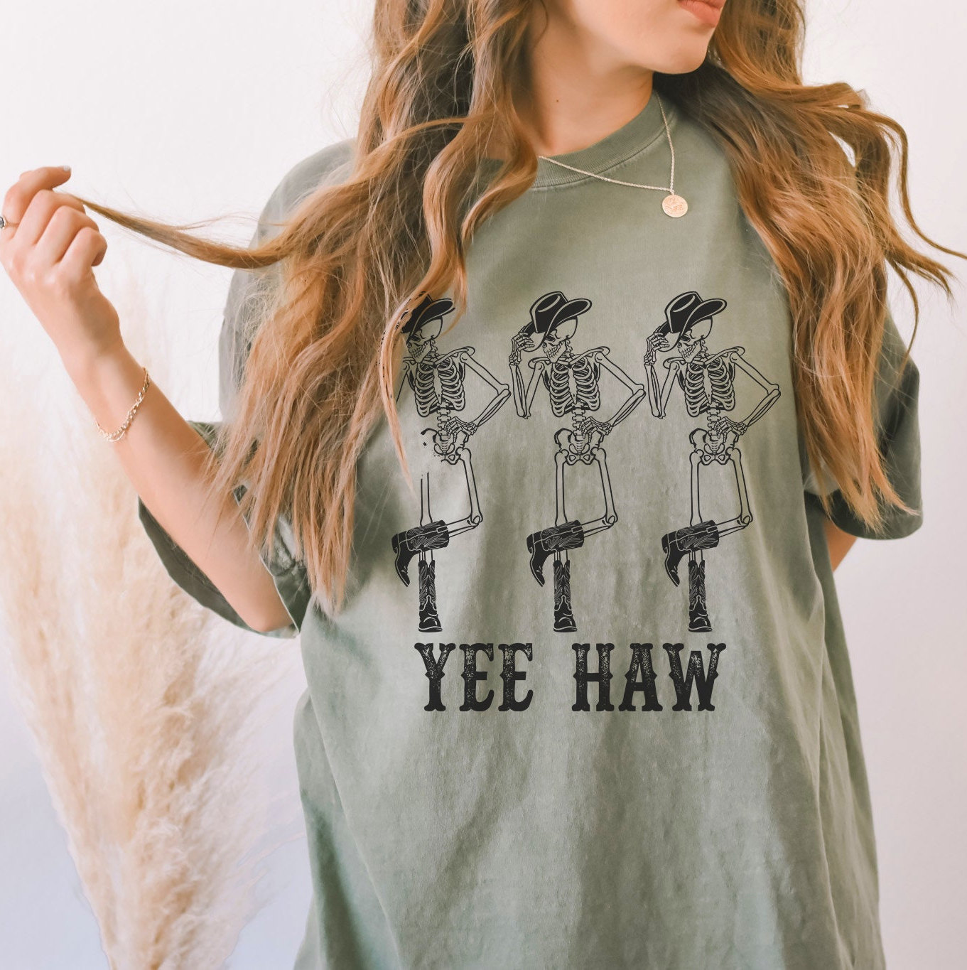 Dancing Skeleton Cowboy Tee | YeeHaw Howdy Shirt | Country Western Boho Cowgirl T-Shirt image 3