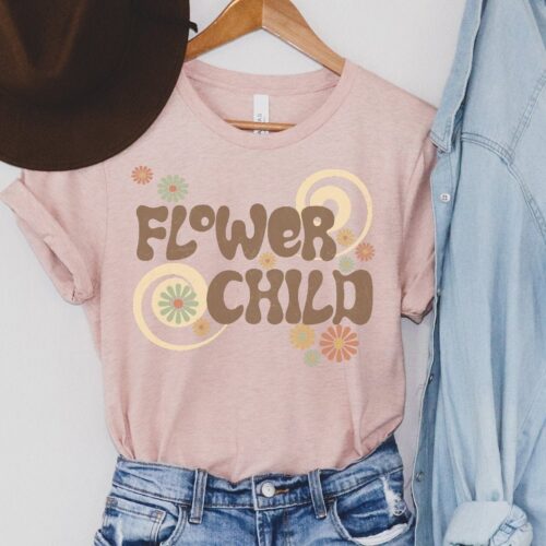 Vintage 70s Flower Child Hippie Shirt | Retro Boho Festival Tee | Concert Party Clothing image 0