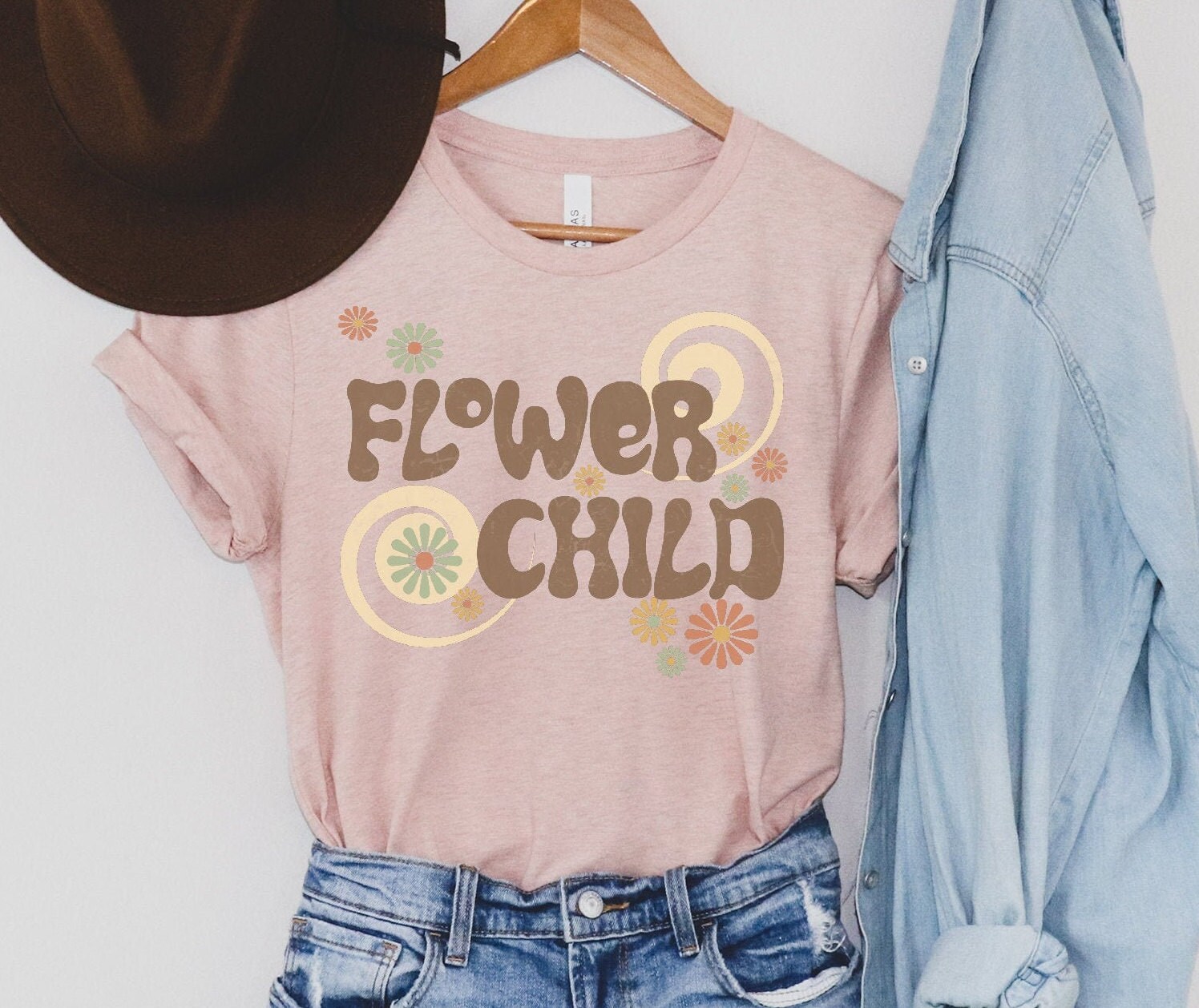 Vintage 70s Flower Child Hippie Shirt | Retro Boho Festival Tee | Concert Party Clothing image 0