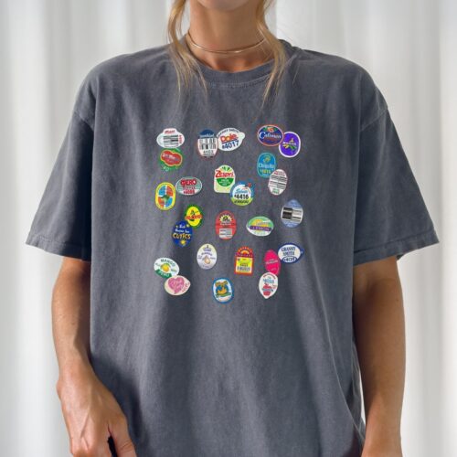 Summer Fruit Sticker Graphic Tee Trendy Casual T-shirt image 0