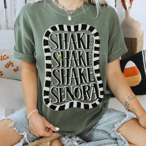 Shake Shake Shake Halloween T-Shirt - Funny Cool Costume Tee Fall Stripe Top image 0