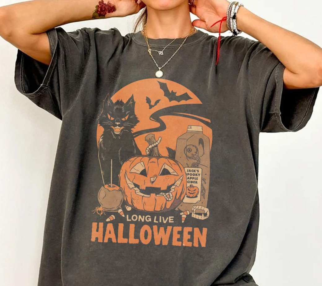 Vintage Retro Halloween Shirt | Long Live Halloween | Fall Apparel | Spooky Pumpkin Shirt image 1