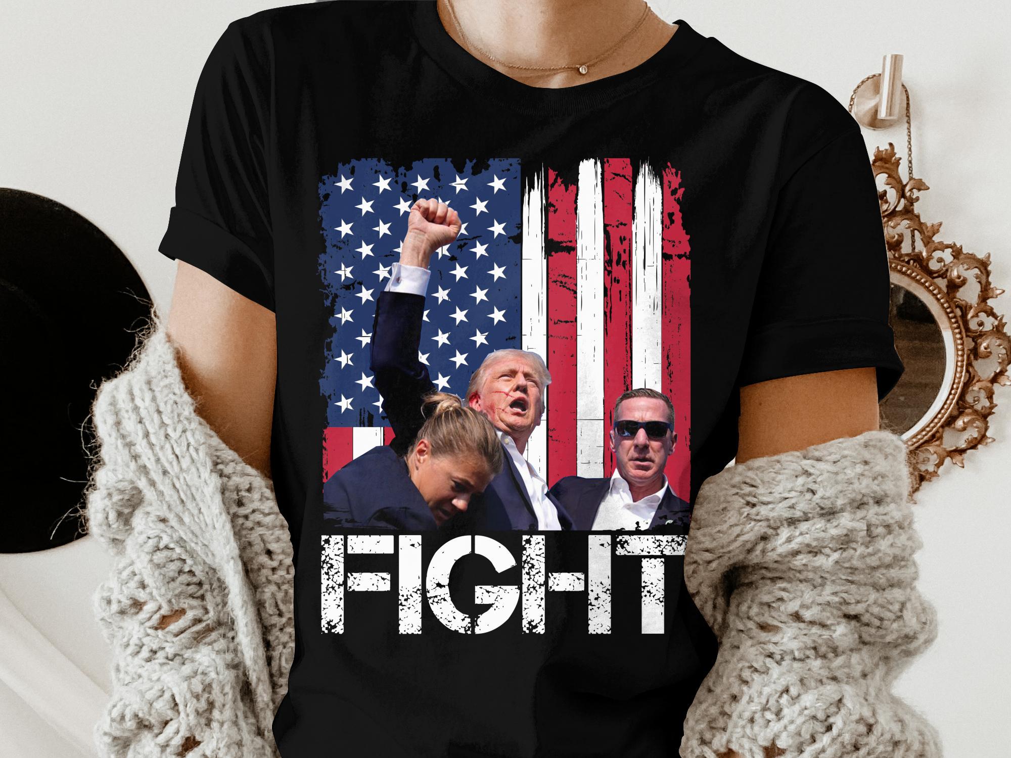 President Trump Assassination Attempt Shirt Trump 2024 Fight T-Shirt Political Graphic Tee image 1