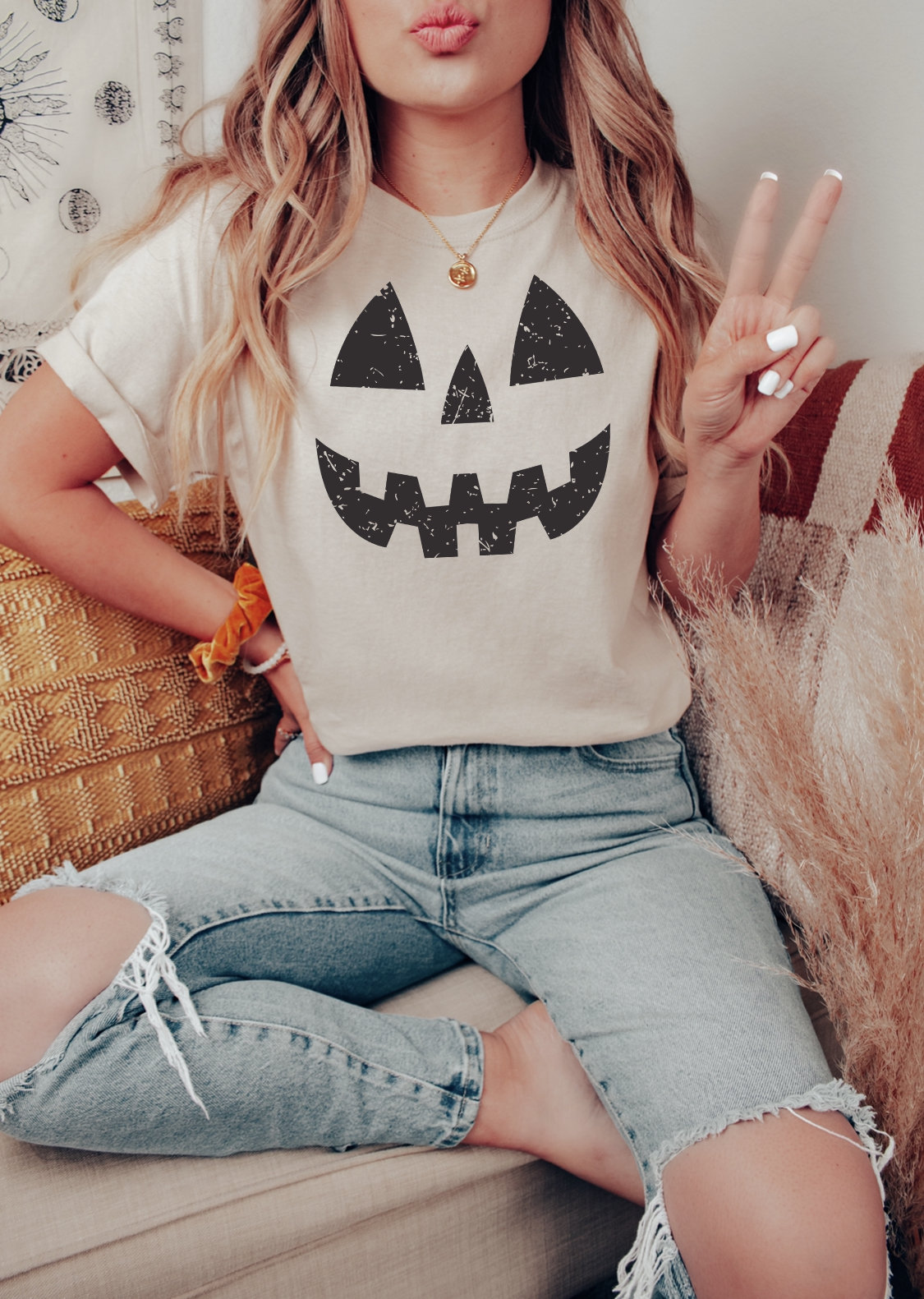 Unisex Halloween Pumpkin Face Sweatshirt | Jack O' Lantern | Cozy Fall Apparel image 3