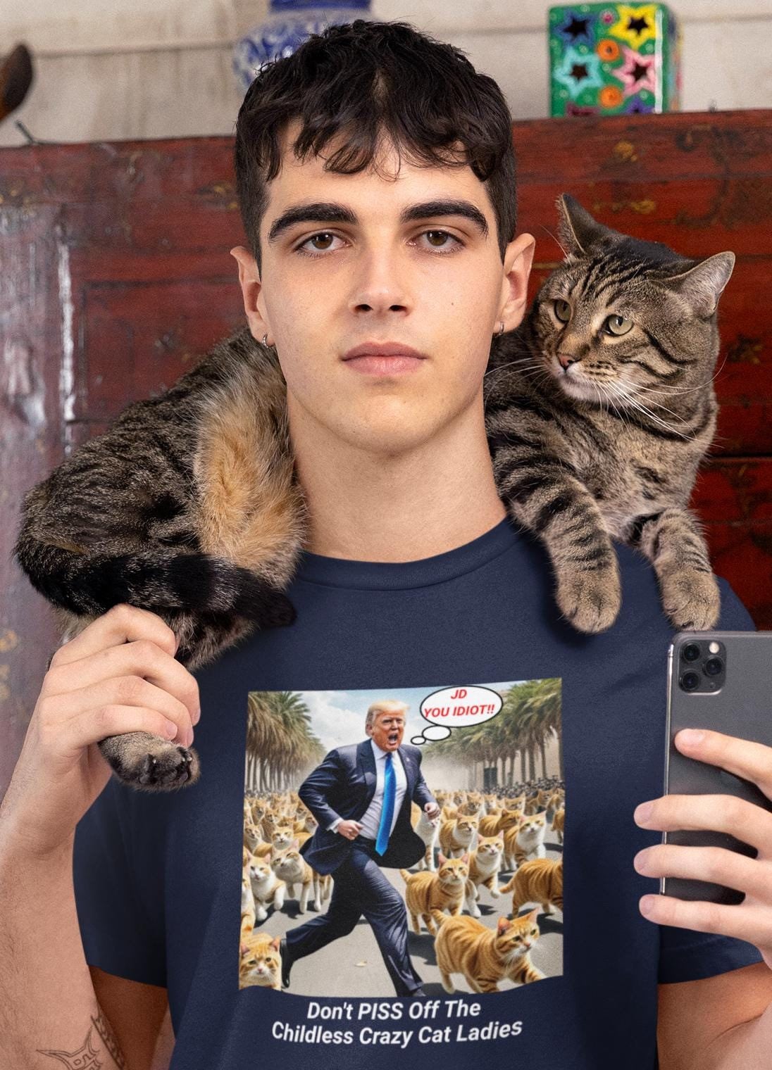 Pro Kamala Harris T-Shirt | Political Satire Anti-Trump Tee | Funny Cat Ladies JD Vance Shirt image 1