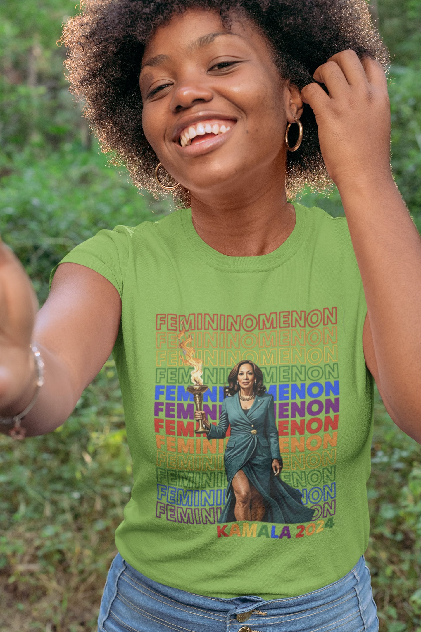 Kamala Rainbow Feminist Shirt | Femininomenon Kamala Shirt for Women | Kamala Girls Tee image 7