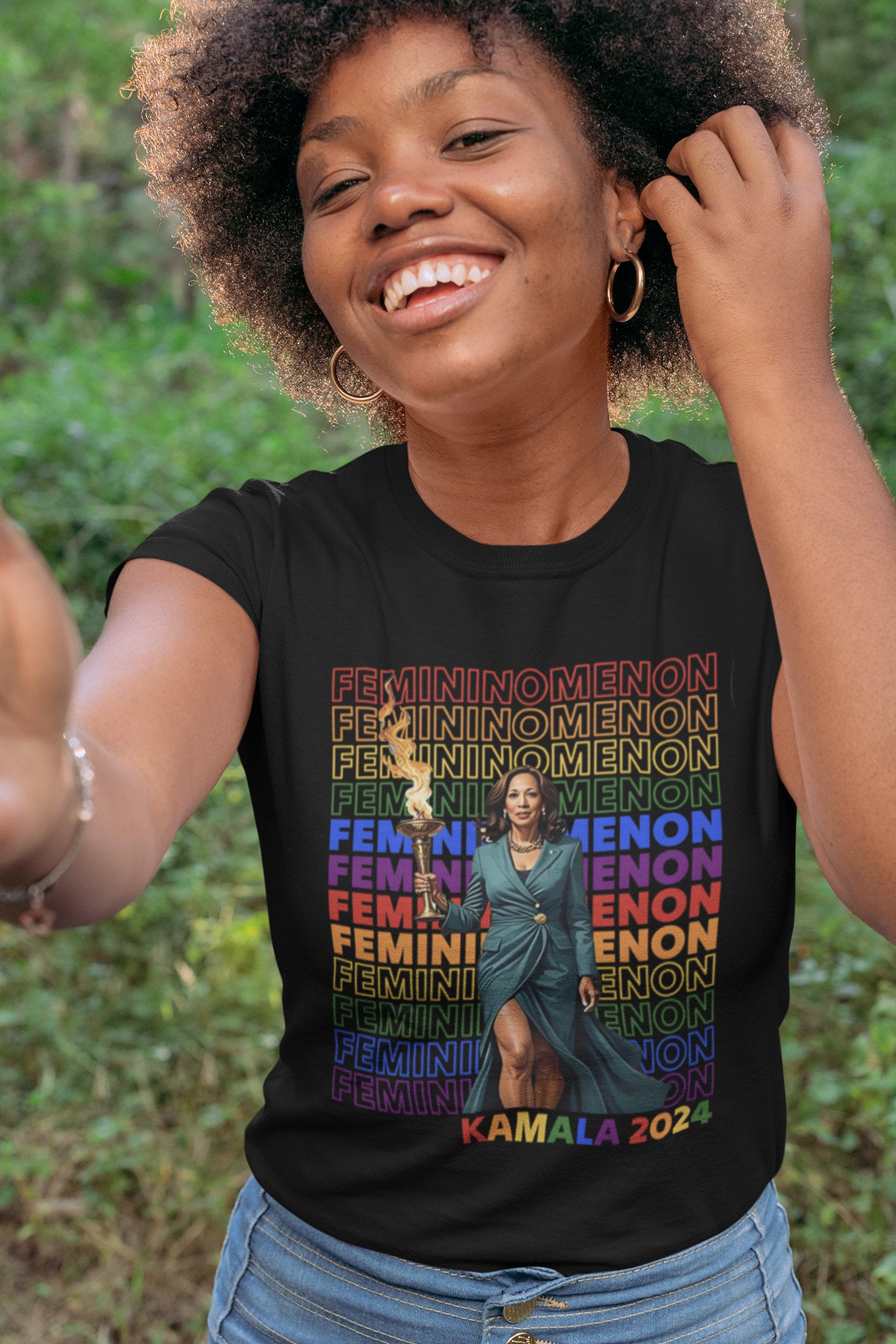 Kamala Rainbow Feminist Shirt | Femininomenon Kamala Shirt for Women | Kamala Girls Tee image 2