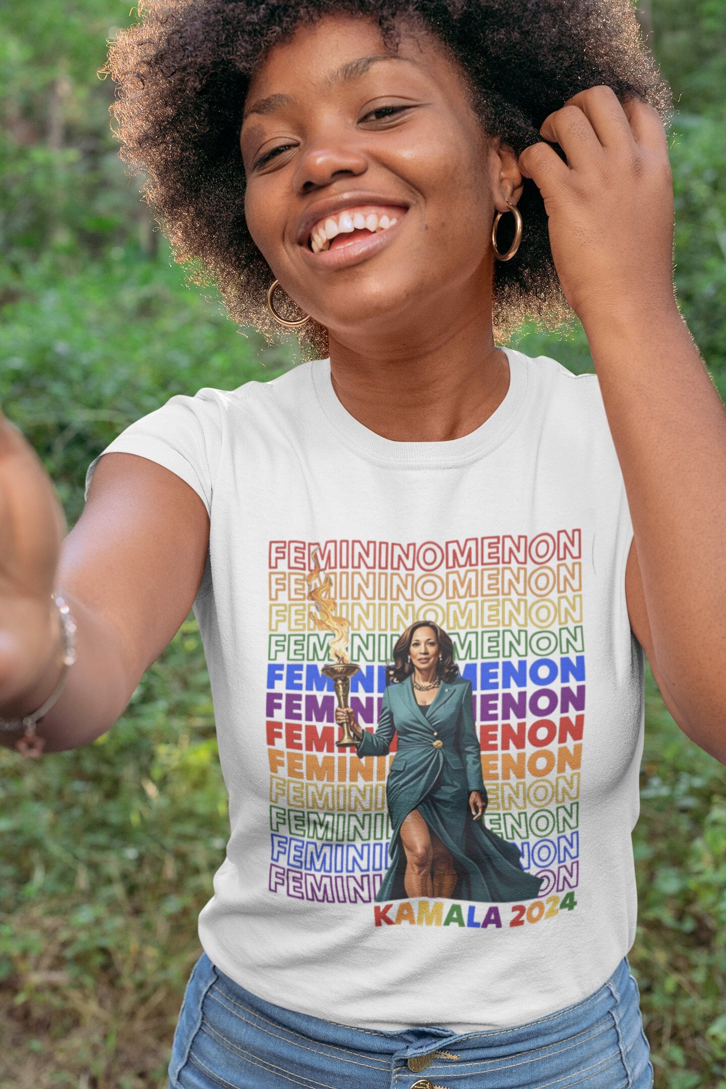Kamala Rainbow Feminist Shirt | Femininomenon Kamala Shirt for Women | Kamala Girls Tee image 0