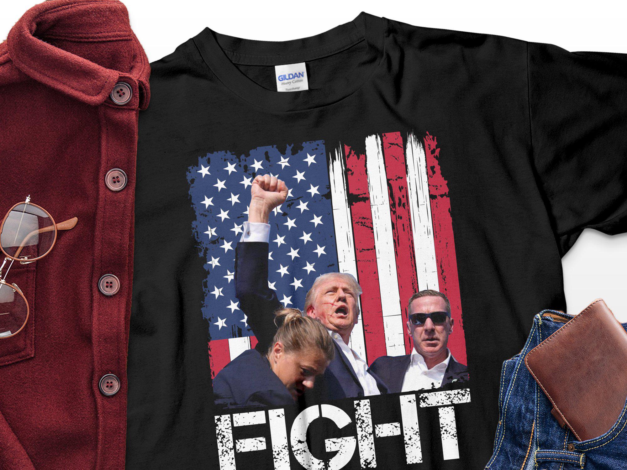 President Trump Assassination Attempt Shirt Trump 2024 Fight T-Shirt Political Graphic Tee image 4