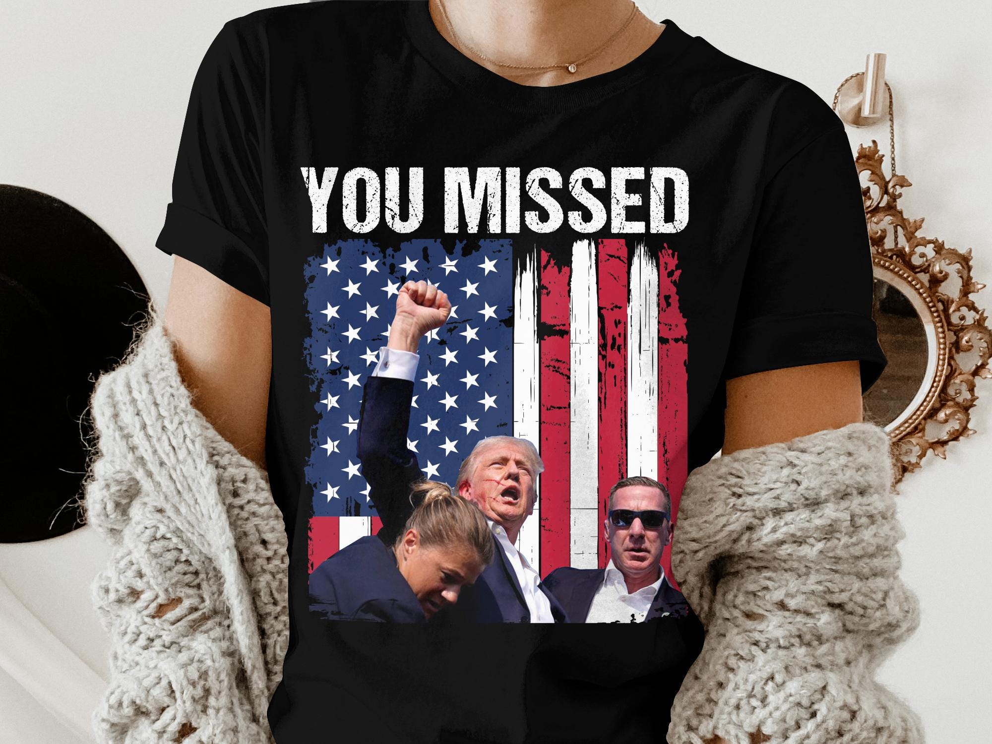 Trump 2024 T-Shirt - President Trump Assassination Attempt Shirt - Trump Fight Tee image 0