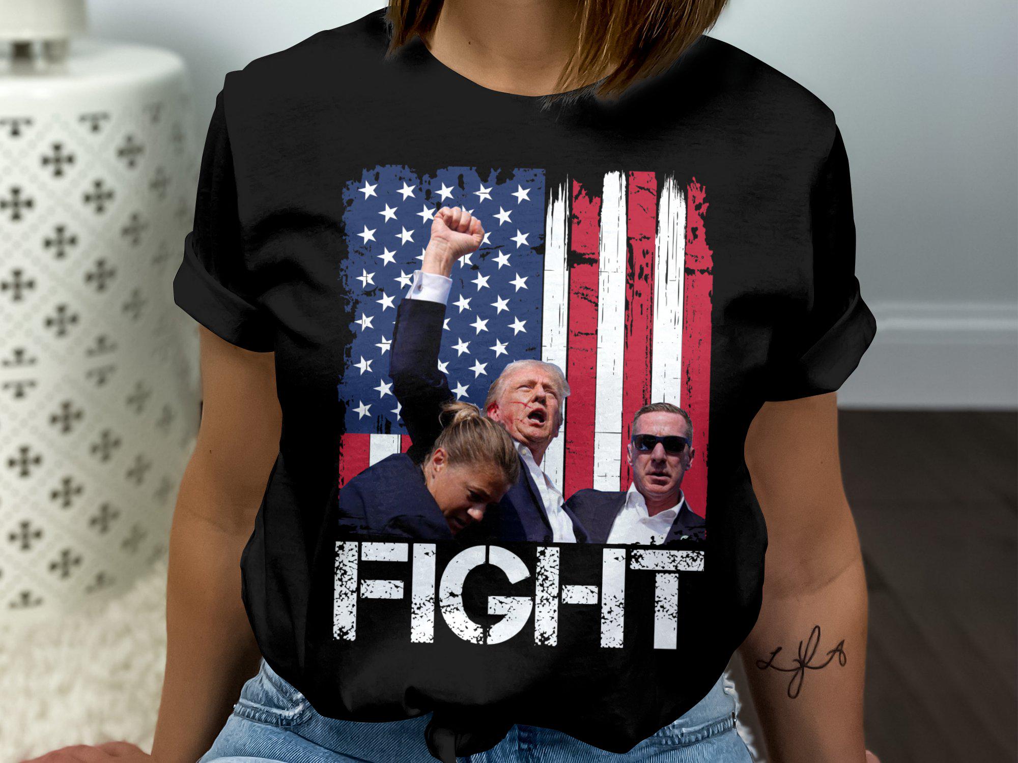 President Trump Assassination Attempt Shirt Trump 2024 Fight T-Shirt Political Graphic Tee image 3